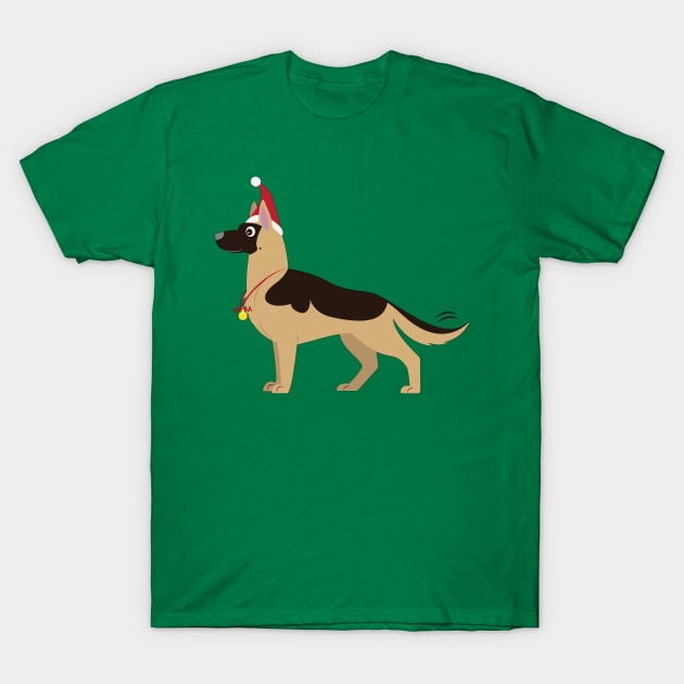 Cartoon German Shepherd Dog GSD at the Holidays T-Shirt by PenguinCornerStore